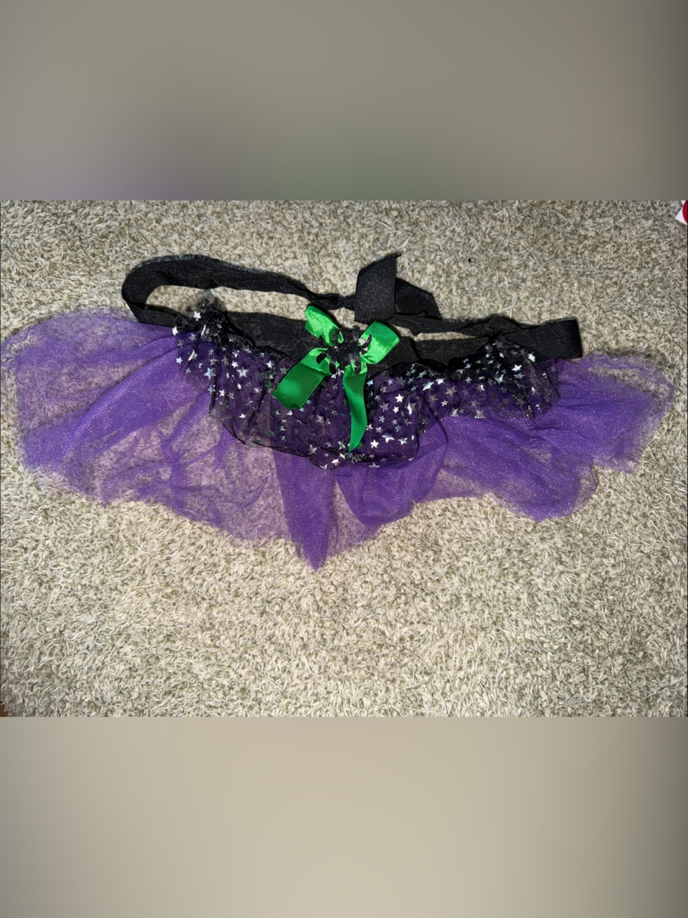 Dog Purple Star Tulle Skirt with Green Bow and Spider
